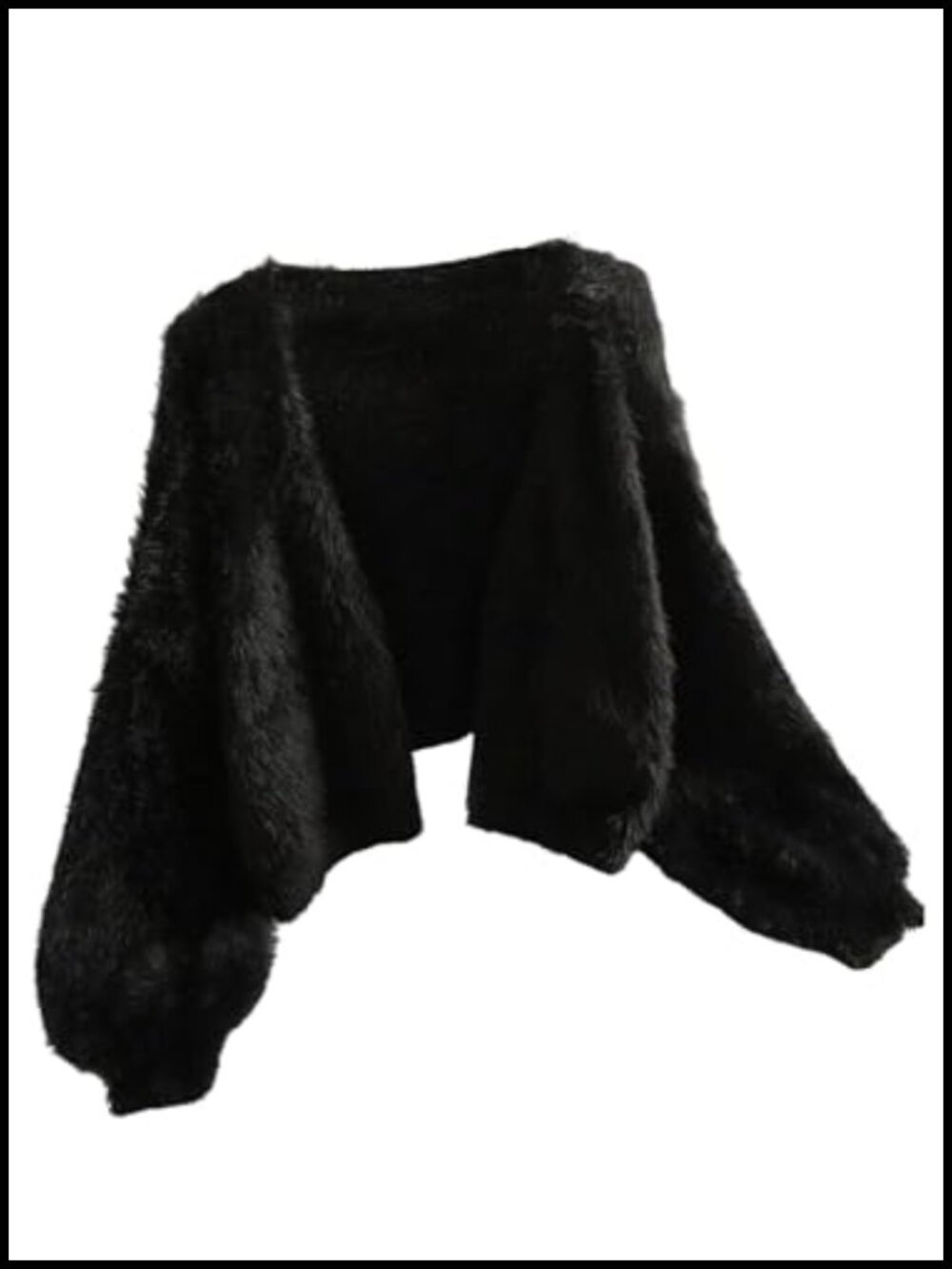 Fuzzy Cropped Cardigan Faux Fur Y2K Sweater Long Sleeve Open Front